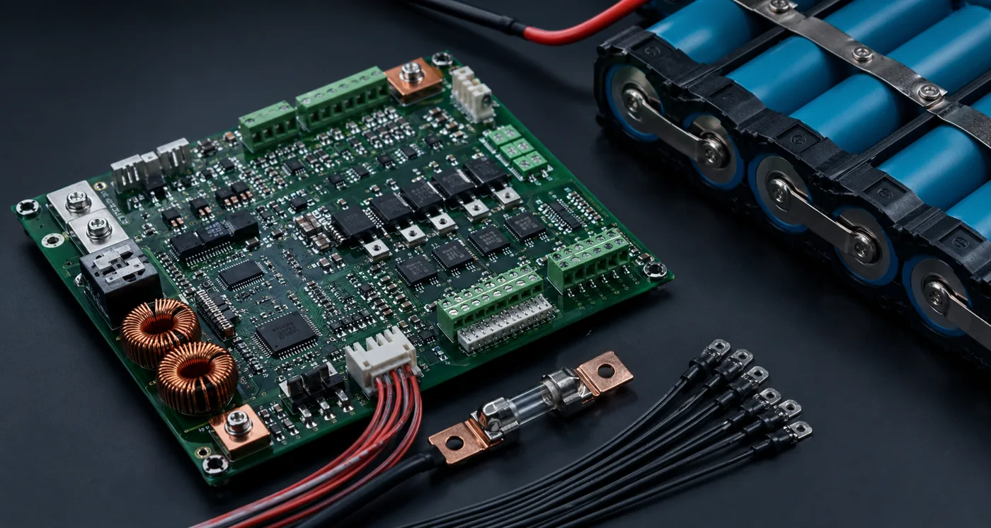 Battery management system PCB and lithium cells